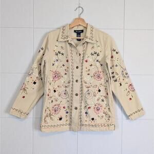 Vintage 90s embroidered cotton boho folk shirt jacket